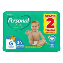 Fralda Descartável Personal Soft & Protect Tamanho G - 9 Pacotes com 34 Fraldas - Total 306 Tiras