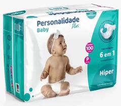 Fralda Descartável Personalidade Baby Plus Hiper 1 Pacote Tamanho P com 100 Unidades - Ate 5 Kg