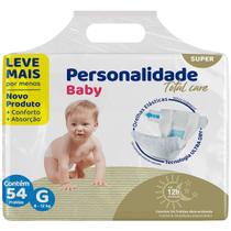 Fralda Descartável Personalidade Baby Total Care - Tamanho G - 54 Unidades Fralda Descartável Personalidade Baby Total Care - Tamanho G - 54 Unidades
