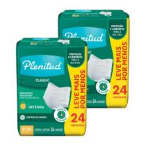 Fralda Descartável Plenitud Classic Intensa Tamanho P/M Roupa Íntima - 2 Pacotes com 24 Unidades