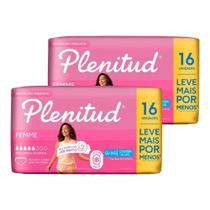 Fralda Descartável Plenitud Geriátrica para Adulto Femme Tamanho Grande Extra Grande 2 Pacotes com 16 Fraldas Total 32 Tiras