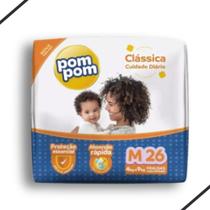 Fralda Descartável Pom Pom Clássica Jumbo Tamanho M - 26 Unidades Fralda Descartável Pom Pom Clássica Jumbo Tamanho M - 26 Unidades