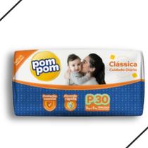 Fralda Descartável Pom Pom Clássica Jumbo Tamanho P - 30 Unidades Fralda Descartável Pom Pom Clássica Jumbo Tamanho P - 30 Unidades