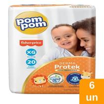 Fralda Descartável Pom Pom Derma Protek Jumbo Tamanho XG - 6 Pacotes com 20 Tiras