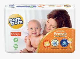 Fralda Descartável Pom Pom Derma Protek Mega 1 Pacote Tamanho P Com 54 Unidades