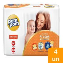 Fralda Descartável Pom Pom Derma Protek Mega Tamanho M - 4 Pacotes com 48 Tiras Fralda Descartável Pom Pom Derma Protek Mega Tamanho M - 4 Pacotes com 48 Tiras