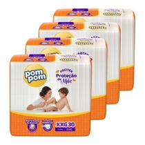 Fralda Descartável Pom Pom Derma Protek Tamanho XXG - 4 Pacotes com 30 Fraldas - Total 120 Tiras Fralda Descartável Pom Pom Derma Protek Tamanho XXG - 4 Pacotes com 30 Fraldas - Total 120 Tiras
