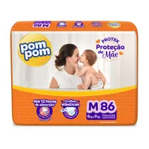 Fralda Descartável Pom Pom Protek Hiper M - 86 Unidades