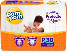 FRALDA DESCARTÁVEL POMPOM DERMA PROTEK NOVA P 3 a 6 kg