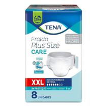 Fralda Descartável Tena Adulta Plus Size Care XXG - 8 Pacotes com 8 Fraldas - Total 64 Tiras