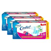 Fralda Descartável Tena Adulto Confort Tamanho G - 3 Pacotes com 20 Fraldas - Total 60 Tiras Fralda Descartável Tena Adulto Confort Tamanho G - 3 Pacotes com 20 Fraldas - Total 60 Tiras