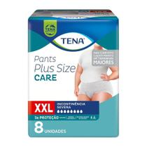 Fralda Descartável Tena Pants Adulto Roupa Íntima Plus Size Care XXG - 8 Pacotes de 8 Fraldas - Total 64 Tiras