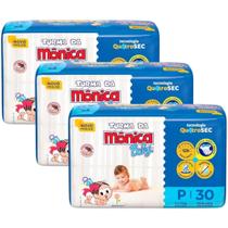 Fralda Descartável Turma da Mônica Baby - Kit com 3 pacotes - Tam P - 90 Fraldas