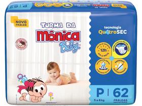 Fralda Descartável Turma da Mônica Baby Mega P 62 unidades