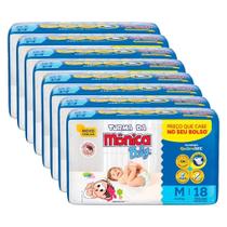 Fralda Descartável Turma da Mônica Jumbinho Tamanho M - 8 Pacotes com 18 Fraldas - Total 144 Tiras