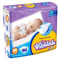 Fralda Destartável Pacotão Vitalidade Baby Hiper - Tamanho M - 90 Unidades Fralda Destartável Pacotão Vitalidade Baby Hiper - Tamanho M - 90 Unidades
