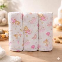 Fralda estampada bebe com bainha de tecido 100% algodão camada dupla kit enxoval macia maternidade menina menino presente chá