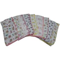 Fralda Estampada Luxo 70X70 Com Crochê Com 3 Pçs Feminino