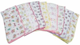 Fralda Estampada Luxo 70x70 Com Crochê Kit Com 15 Pçs Fralda Estampada Luxo 70x70 Com Crochê Kit Com 15 Pçs