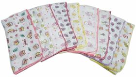 Fralda Estampada Luxo 70x70 Com Crochê Kit Com 5 Peças Fralda Estampada Luxo 70x70 Com Crochê Kit Com 5 Peças