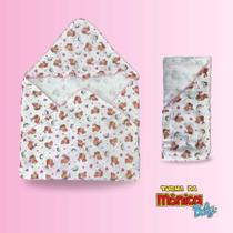 Fralda Estampada Monica 70X70Cm Algodão Com Capuz Feminino