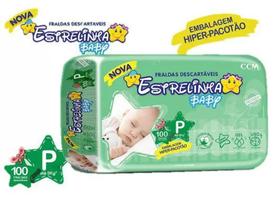 Fralda Estrelinha Baby Hiper Tamanho P 1 Pacote Com 100 Unidades