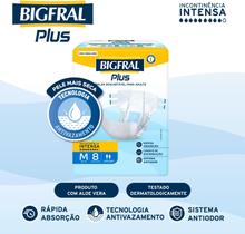 Fralda Geriátrica Adulta Bigfral Plus Regular M 8 Unidades