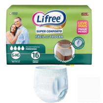 Fralda Geriátrica Adulto Descartável Unissex PANTS LIFREE G e XG 16 Unidades