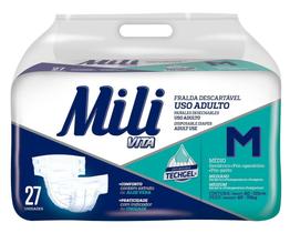 Fralda Geriátrica Adulto MILI VITA Tam:M Pacote c/ 27