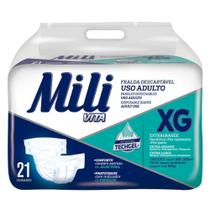 Fralda Geriatrica Adulto Mili Vita Tam XG 21 Fraldas com Gel Super Absorvente Conforto e Proteção