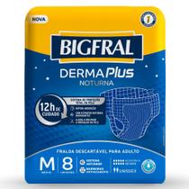 Fralda Geriátrica Bigfral Derma Plus Noturna Tamanho M - 8 Pacotes com 8 Tiras