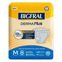 Fralda Geriátrica Bigfral Derma Plus Tamanho M - 8 Pacotes com 8 Fraldas - Total 64 Tiras