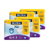 Fralda Geriátrica Bigfral Plus Regular Tamanho XG - 4 Pacotes com 16 Fraldas - Total 64 Tiras