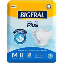 Fralda Geriátrica Bigfral Regular Plus Tamanho M 8 Unidades