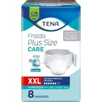 Fralda Geriátrica Tena Plus Size Care XXL com 8 Unidades