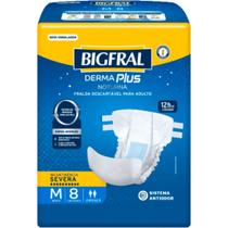 Fralda Geriátrica Unissex Bigfral Derma Plus Noturna Adulto M 8 unidades