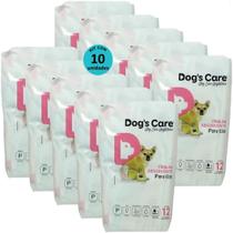 Fralda higiênica descartável dogs care p 12 un para cães fêmeas kit com 10 Fralda higiênica descartável dogs care p 12 un para cães fêmeas kit com 10