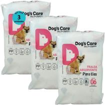 Fralda higiênica descartável dogs care pp 6 un para cães fêmeas kit com 3