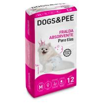 Fralda Higiênica Descartável p/ cães Fêmea Dogs & Pee M 12Un