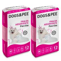 Fralda Higiênica Descartável p/ cães Fêmea Dogs & Pee M 24Un