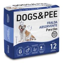 Fralda Higiênica Descartável p/ cães Macho Dogs & Pee G 12Un