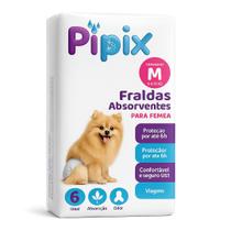 Fralda Higiênica Descartável para Cães Pet Pipix Fêmea 6 Unidades PP, P, M e G