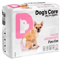 Fralda Higiênica Dog's Care Ecofralda Gel para Fêmeas com 12 Unidades - Tam. G