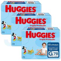 Fralda Huggies Disney Tripla Proteção Tam G de 9a 12,5 kg kit 03 pctes C/ 234 Unidades