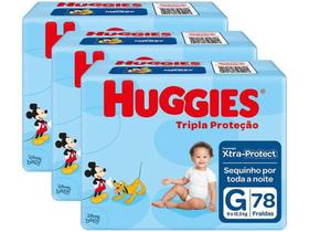 Fralda Huggies Disney Tripla Proteção Tam G de 9a 12,5 kg kit 03 pctes C/ 234 Unidades