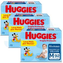 Fralda Huggies Disney Tripla Proteção Tam M de 5,5 a 9,5 kg kit 03 pctes C/ 276 unidades