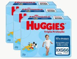 Fralda Huggies Disney Tripla Proteção Tam XXG de 14 a 18 kg kit 03 pctes C/ 198 Unidades