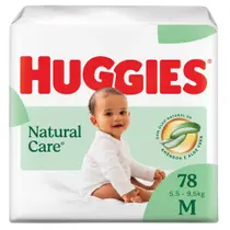 Fralda Huggies Natural Care M 5,5 a 9,5kg 78 Unidades