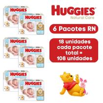 Fralda huggies natural care RN 18un recém nascido com 6 pacotes