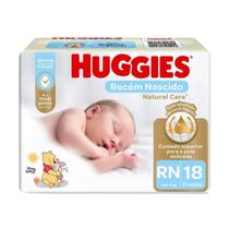 Fralda Huggies Natural Care RN Recém Nascido com 18 unidades